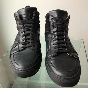 Del Toro Italian Handmade Black Leather High Tops